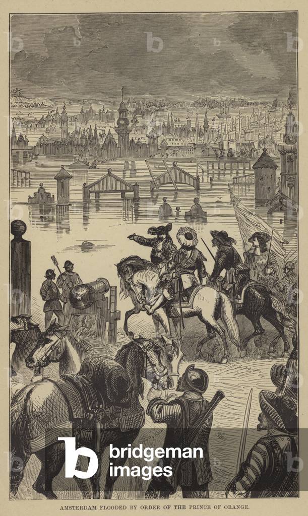 Amsterdam flooded by Order of the Prince of Orange (engraving)