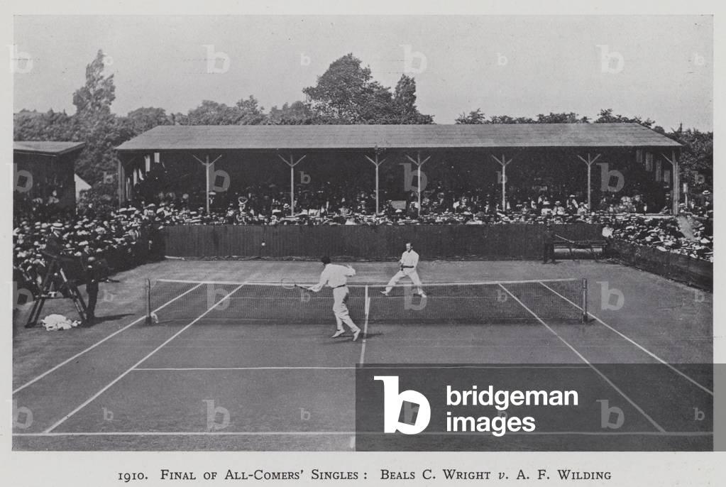 1910, Final of All-Comers' Singles, Beals C Wright v A F Wilding (b/w photo)