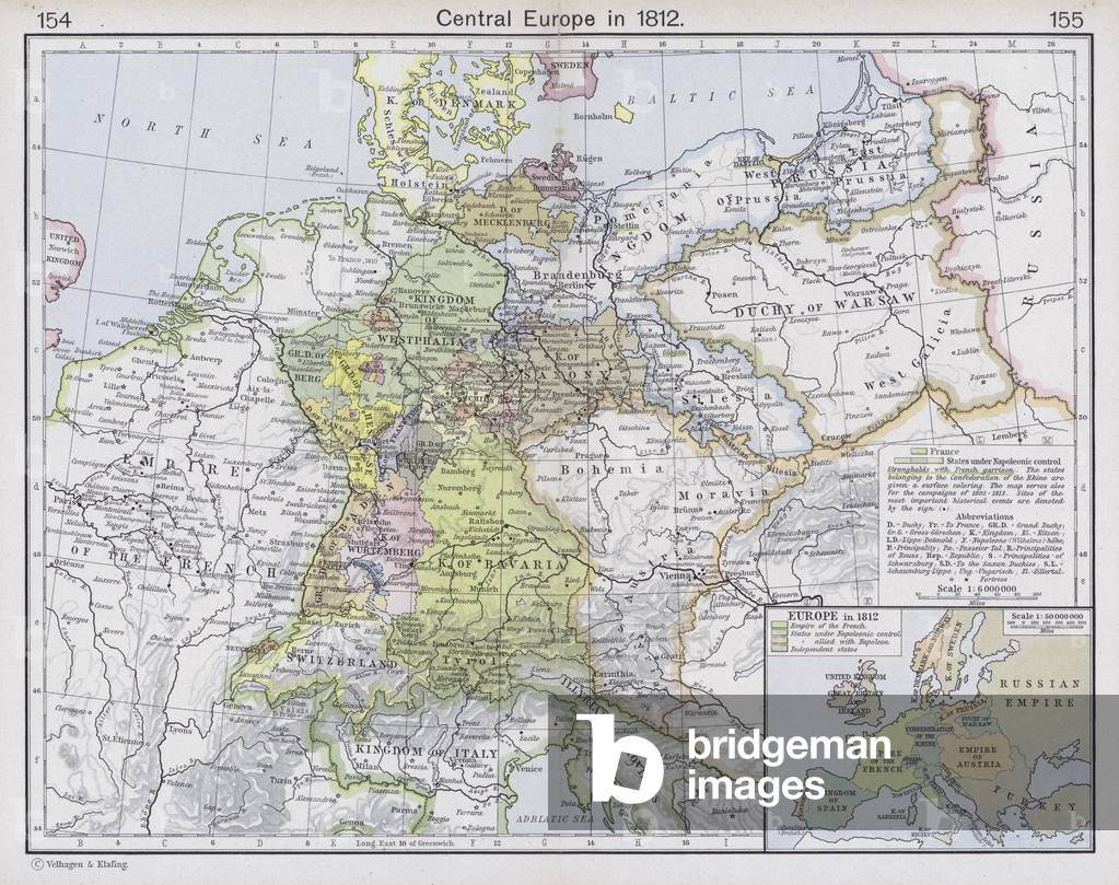 Central Europe in 1812 (colour litho)