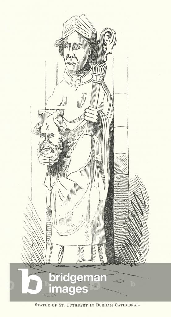 Statue of St Cuthbert in Durham Cathedral (engraving)
