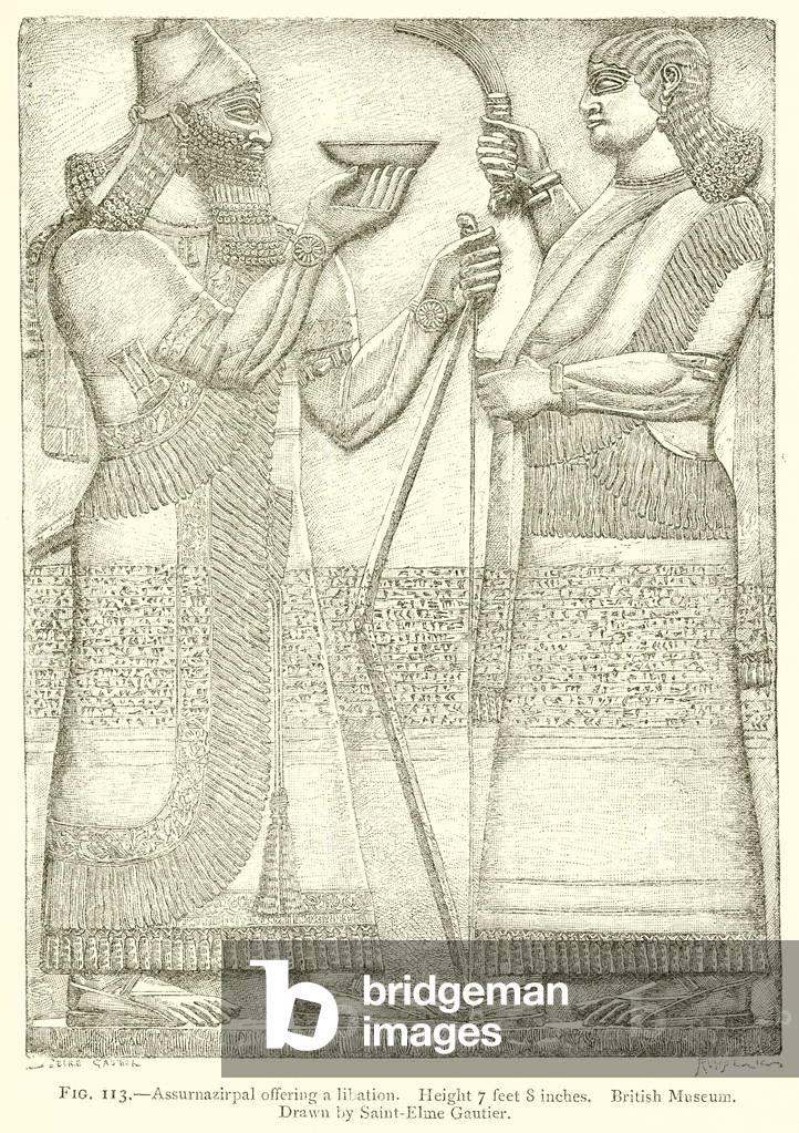 Assurnazirpal Offering a Libation (engraving)