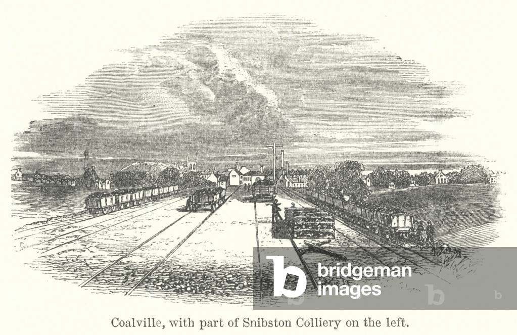 Coalville, with part of Snibston Clolliery on the left (engraving)