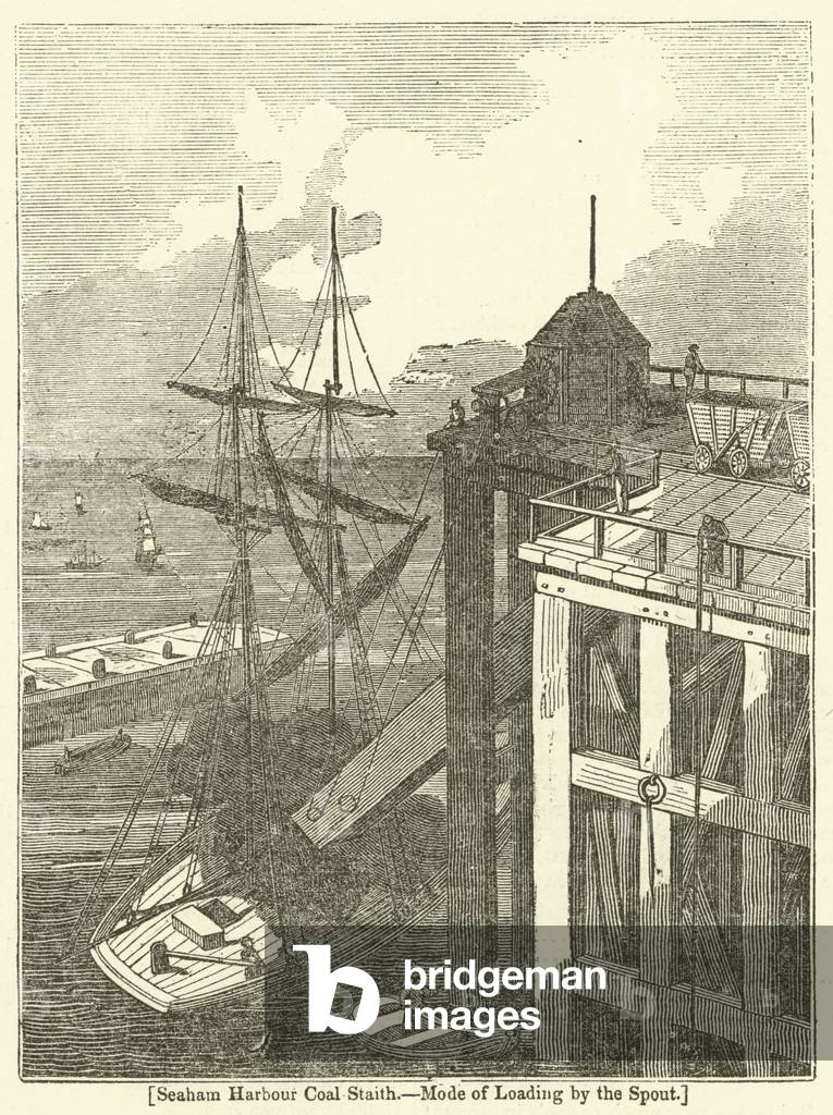 Seaham Harbour Coal Staith, Mode of Loading by the Spout (engraving)