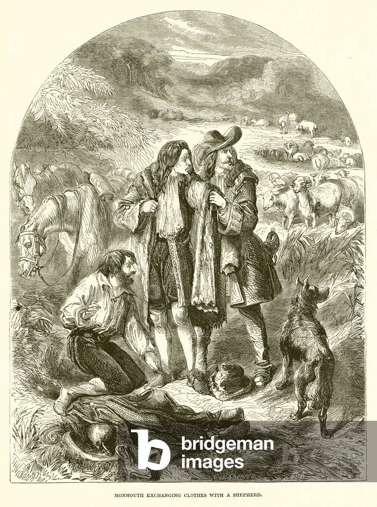 Monmouth exchanging clothes with a Shepherd (engraving)