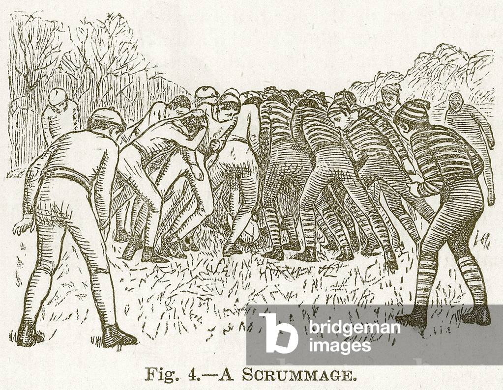 A Scrummage, illustration for 'Cassell's Book of Sports and Pastimes', c.1890 (litho)