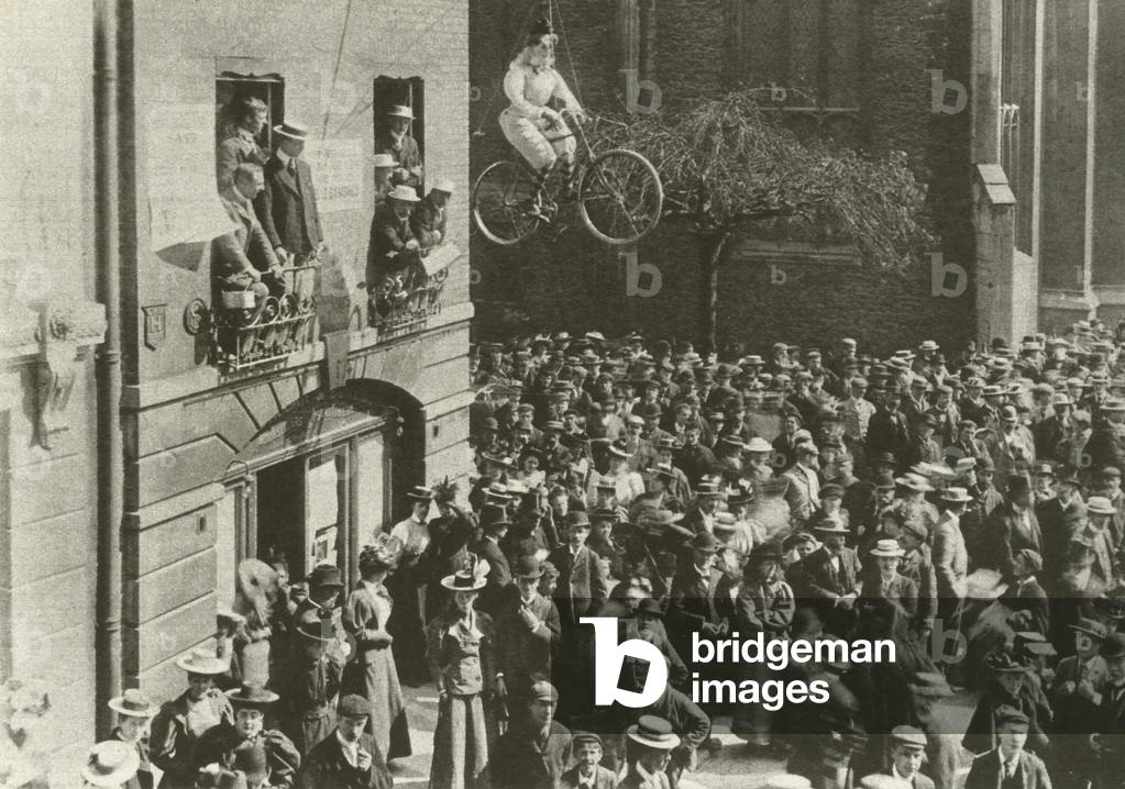 Protests in Cambridge about women entering higher education (b/w photo)
