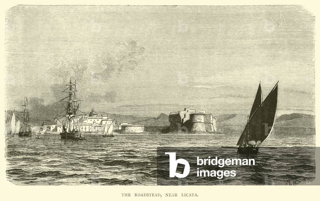 The Roadstead, near Licata (engraving)