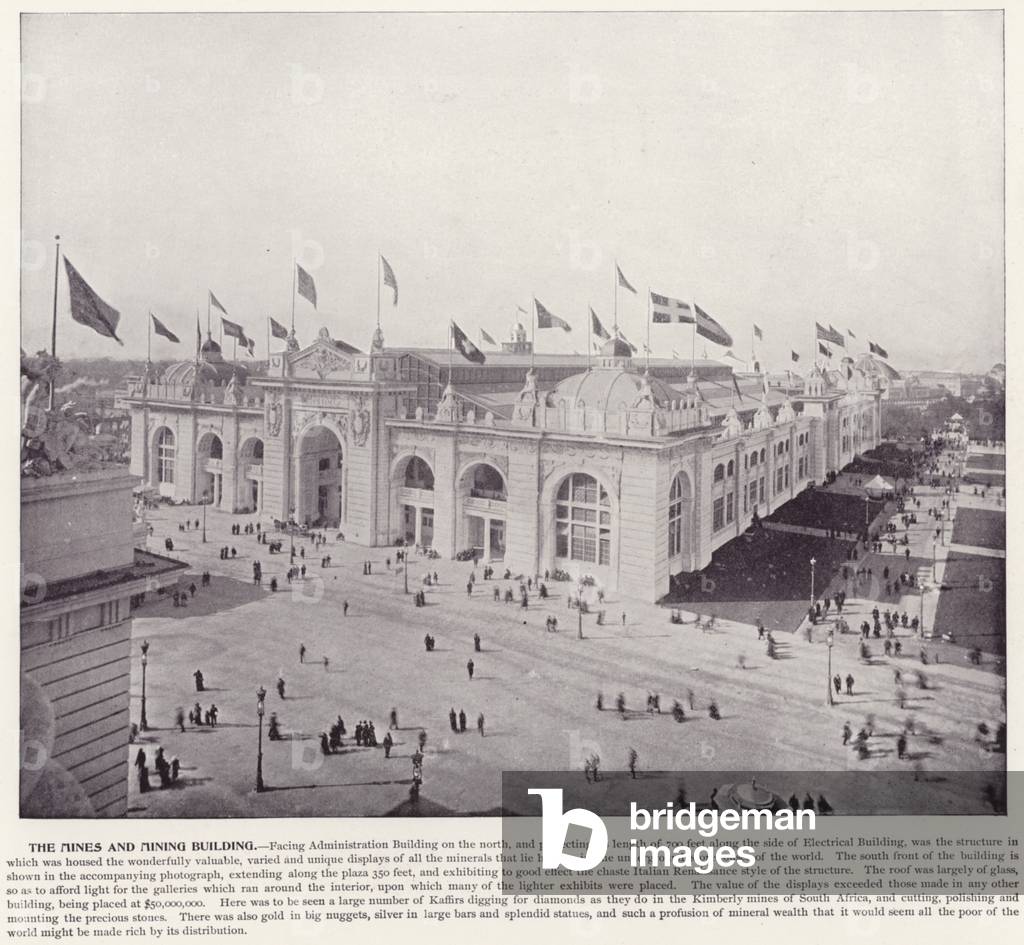 Chicago World's Fair, 1893: The Mines and Mining Building (b/w photo)