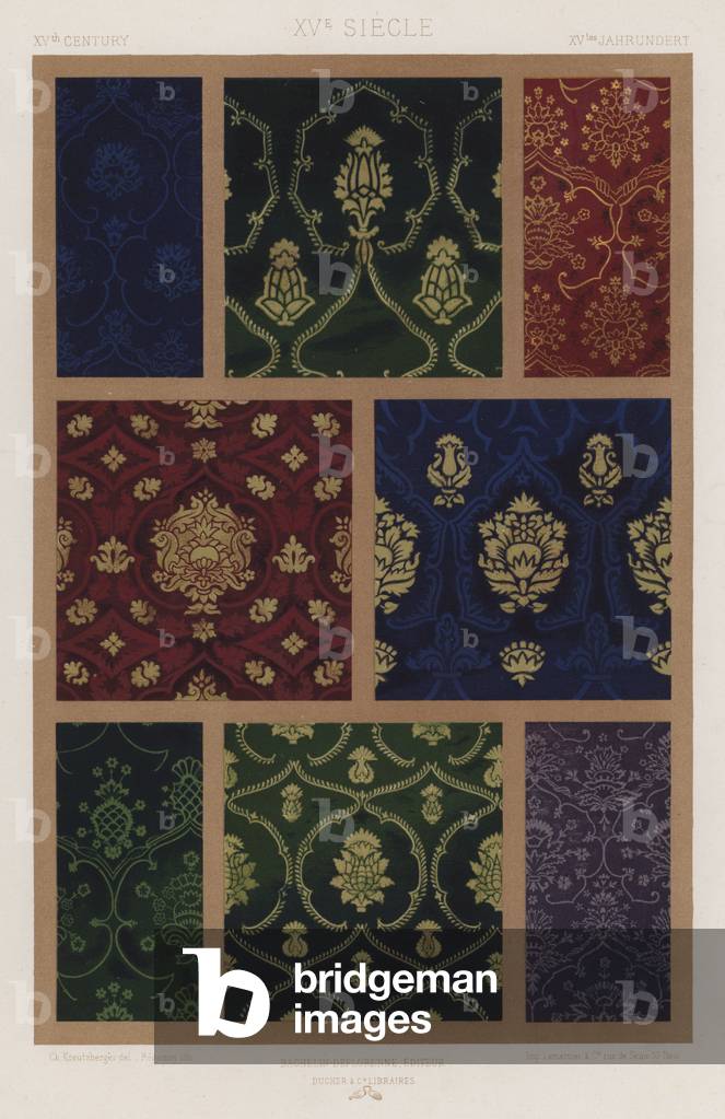L'Ornement Des Tissus: XVth Century, XVe Siecle, XVtes Jahrhundert (colour litho)