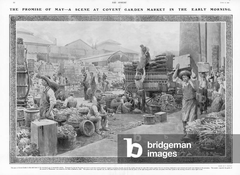 Covent Garden Market in the early morning (litho)