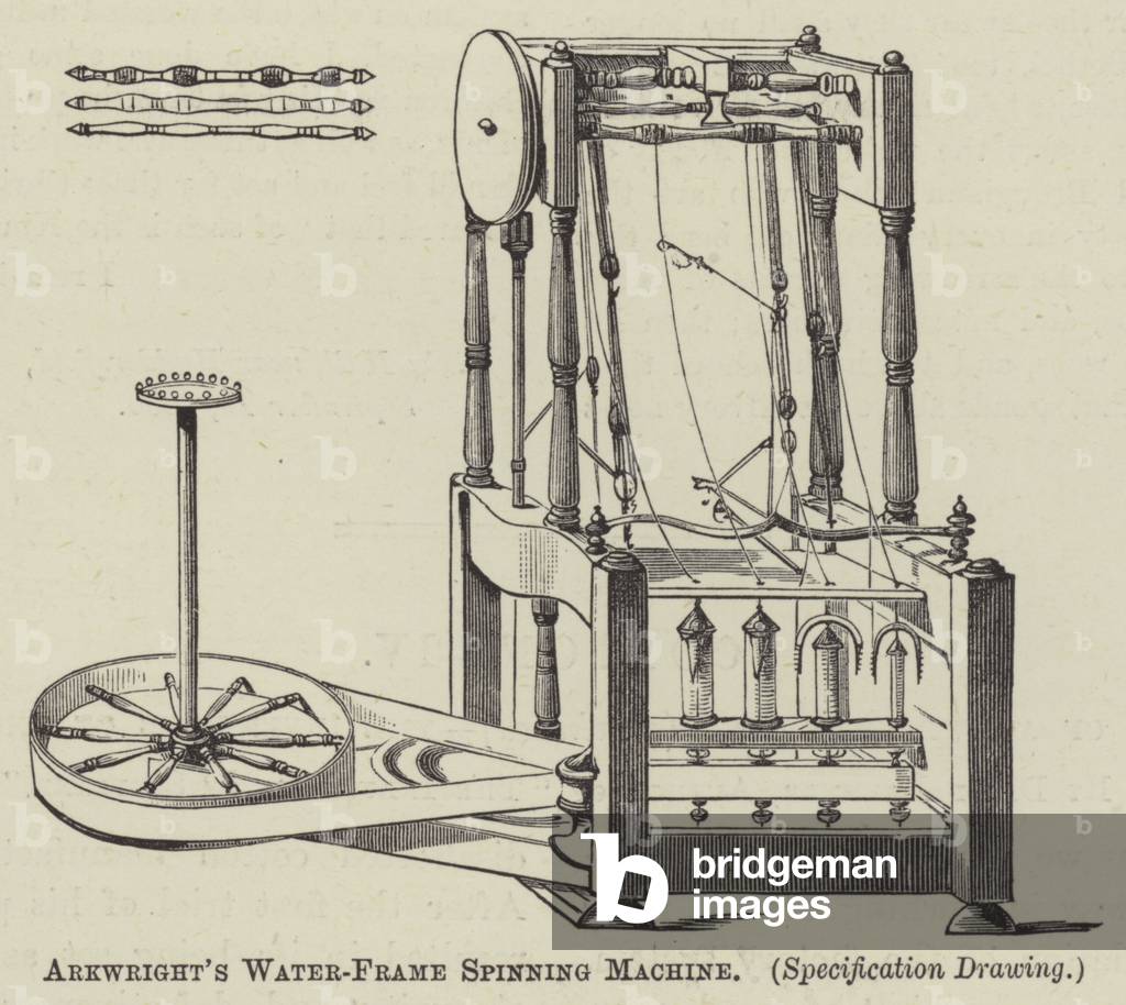 Arkwright's Water-Frame Spinning Machine (engraving)