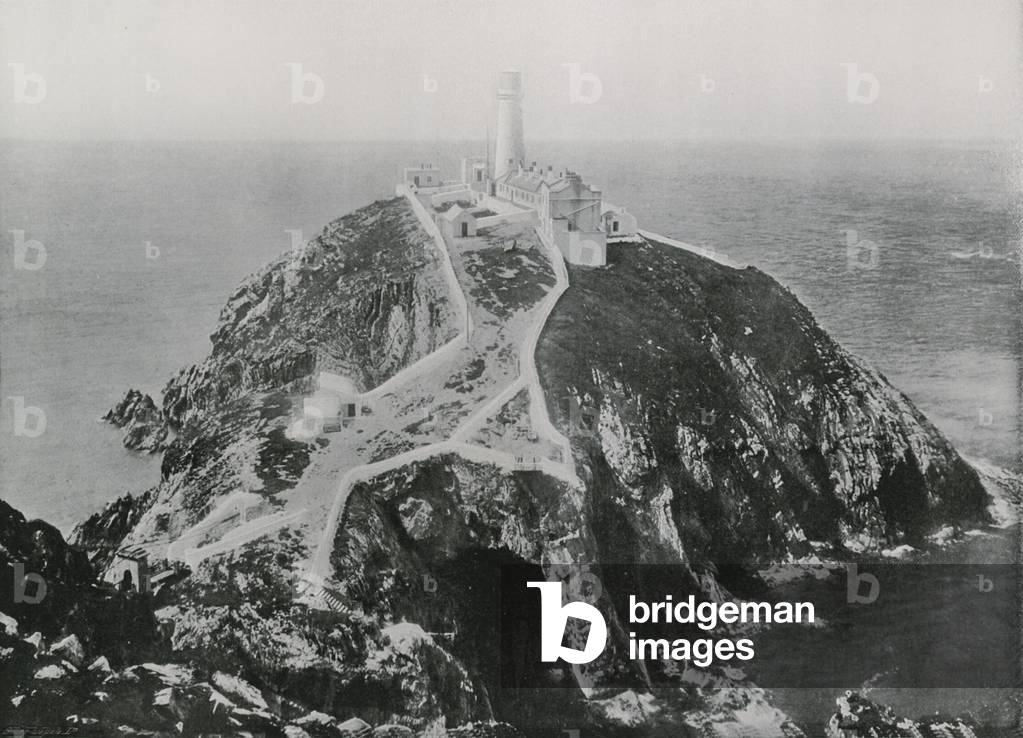 Holyhead, the South Stack Lighthouse (b/w photo)