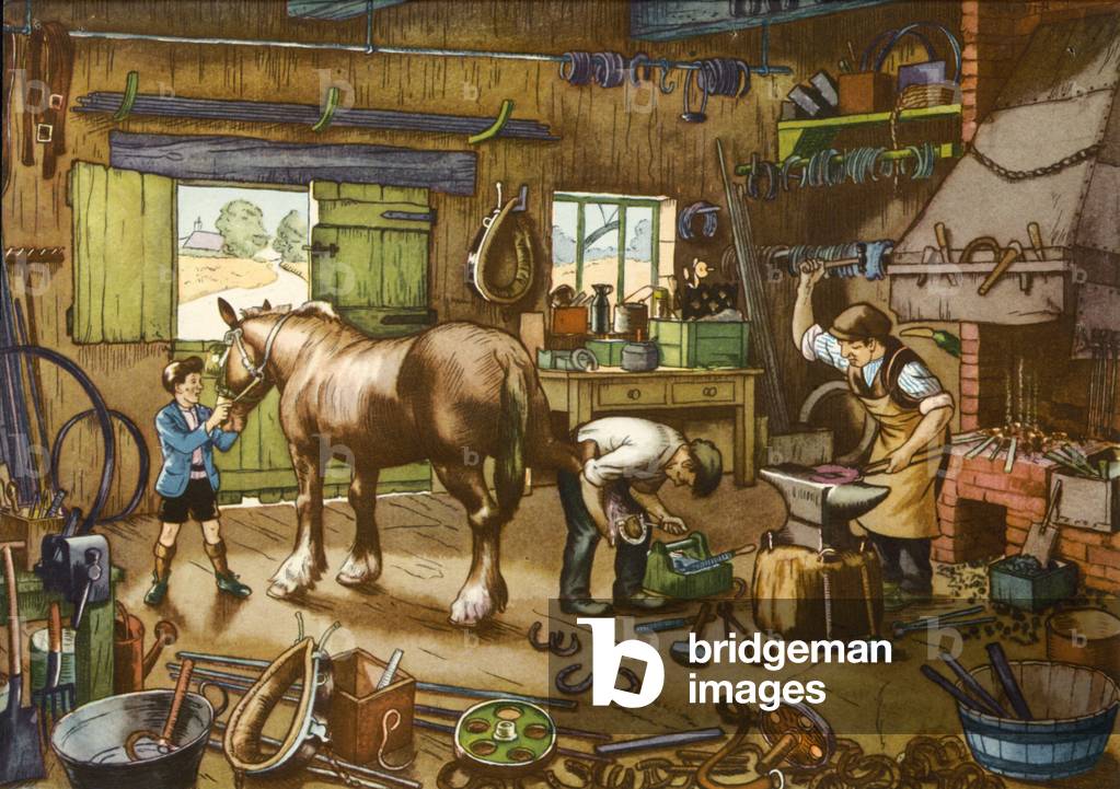 The blacksmith (colour litho)