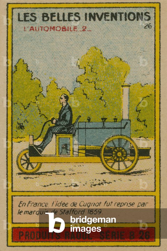 Beautiful inventions card, automobile (chromolitho)