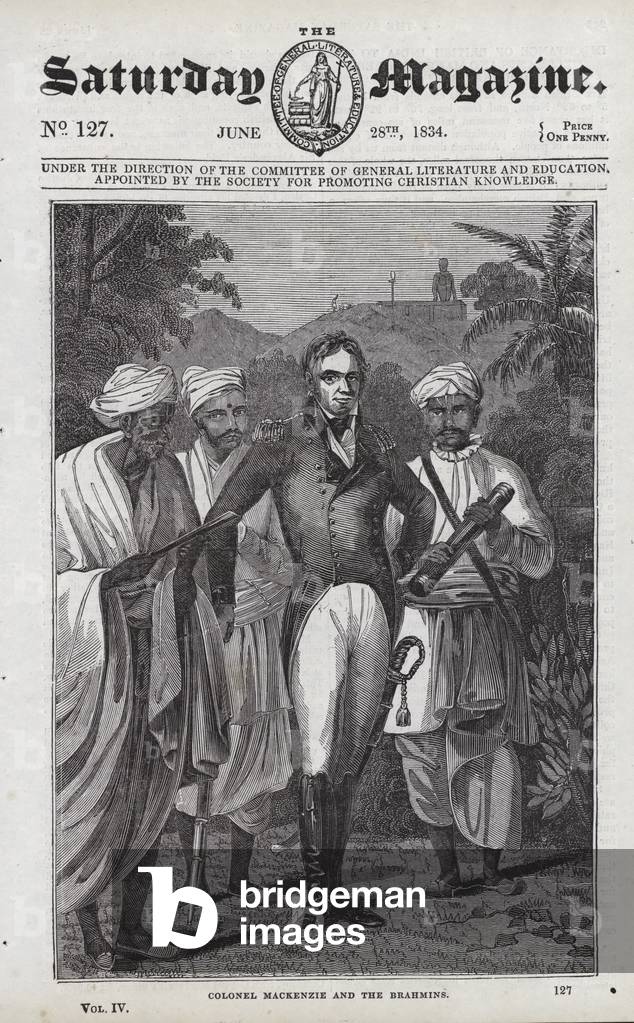 Colonel Mackenzie and the Brahmins (engraving)