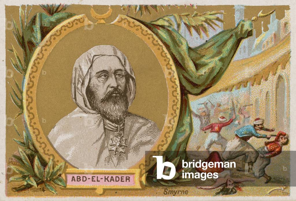 Abd-el-Kader who led the Islamic struggle against the French invasion of Algeria (chromolitho)