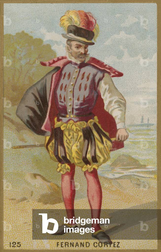 Hernan Cortes, Spanish conquistador (chromolitho)