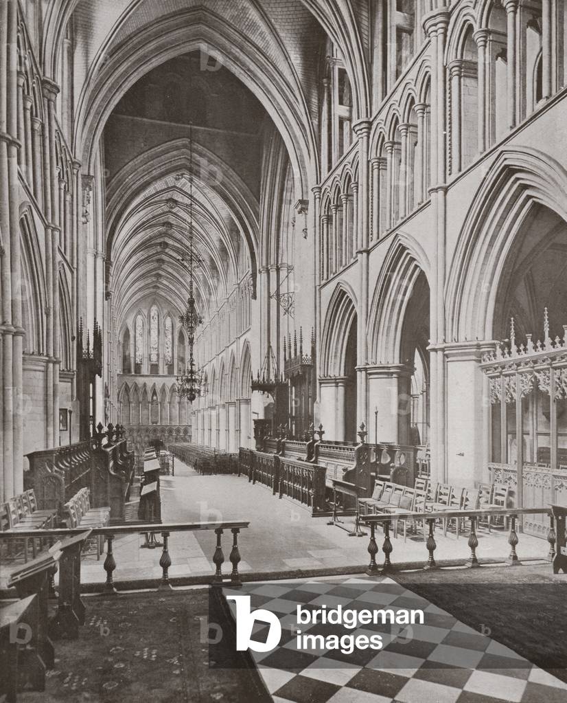 Southwark Cathedral, the Choir and Nave, looking West (b/w photo)
