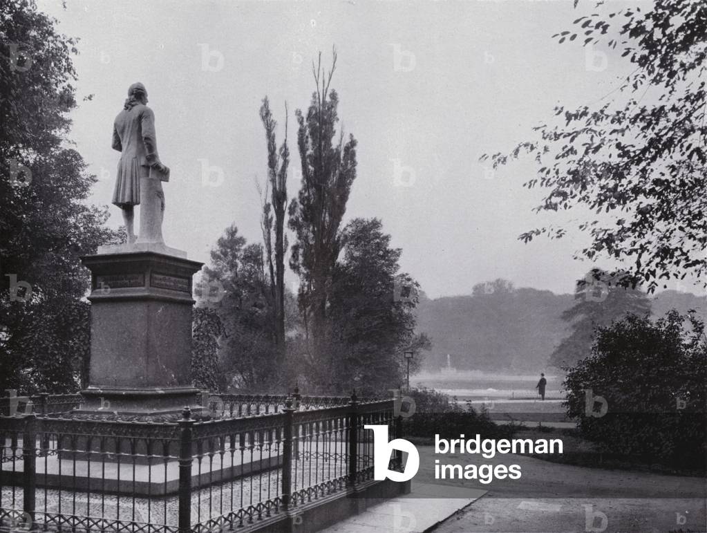 Leipzig: Rosental-Partie Mit Gellert-Denkmal (b/w photo)