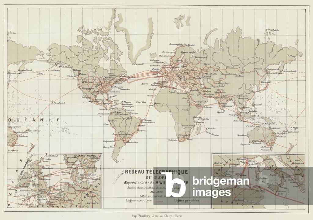 Reseau Telegraphique du Globe (colour litho)