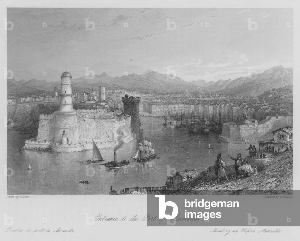 Entrance to the Port of Marseilles (engraving)