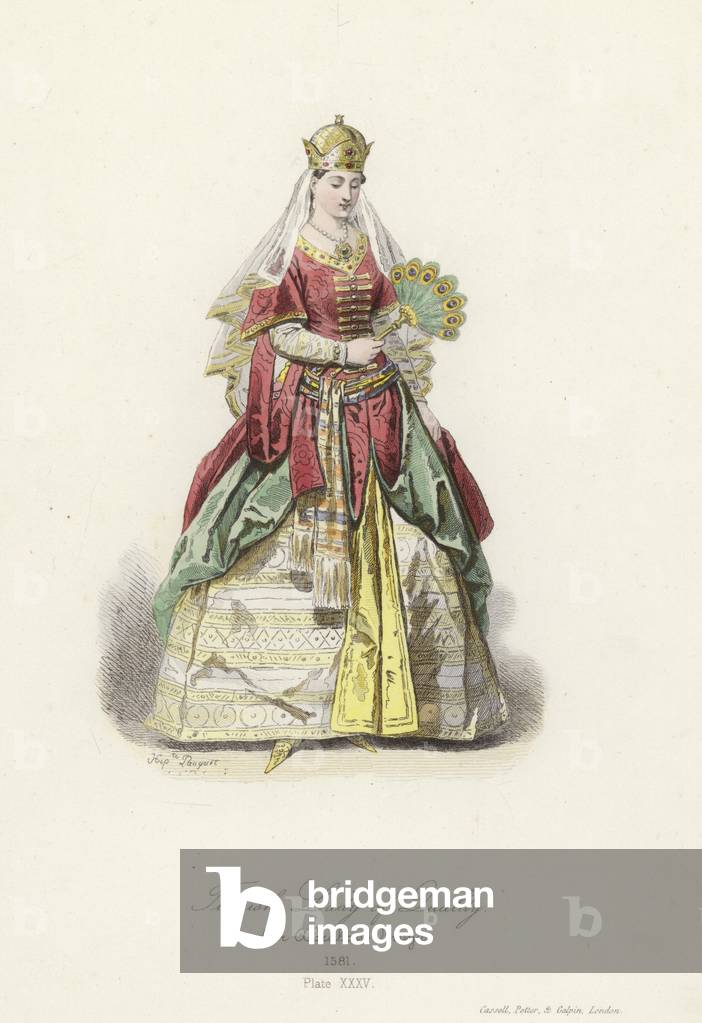 Turkish lady of quality (coloured engraving)