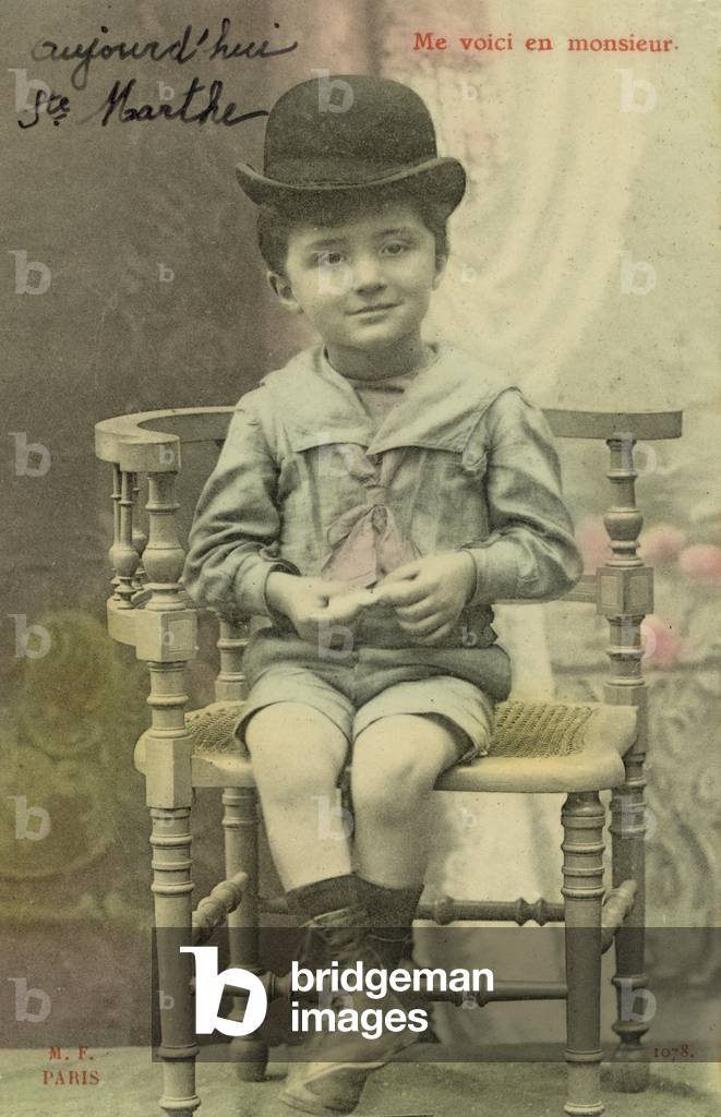 Little boy in a bowler hat (colour photo)