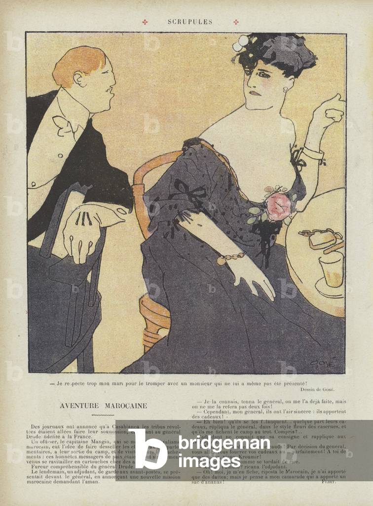 Scruples. Illustration for Le Rire (colour litho)