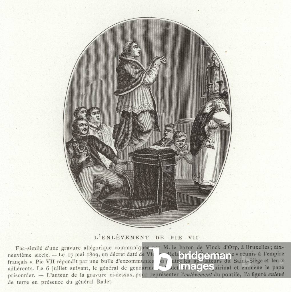 The abduction of Pope Pius VII, Rome, 6 July 1809 (engraving)