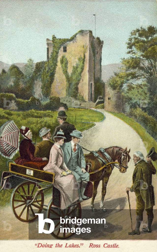 Ross Castle, Killarney, Ireland (colour litho)