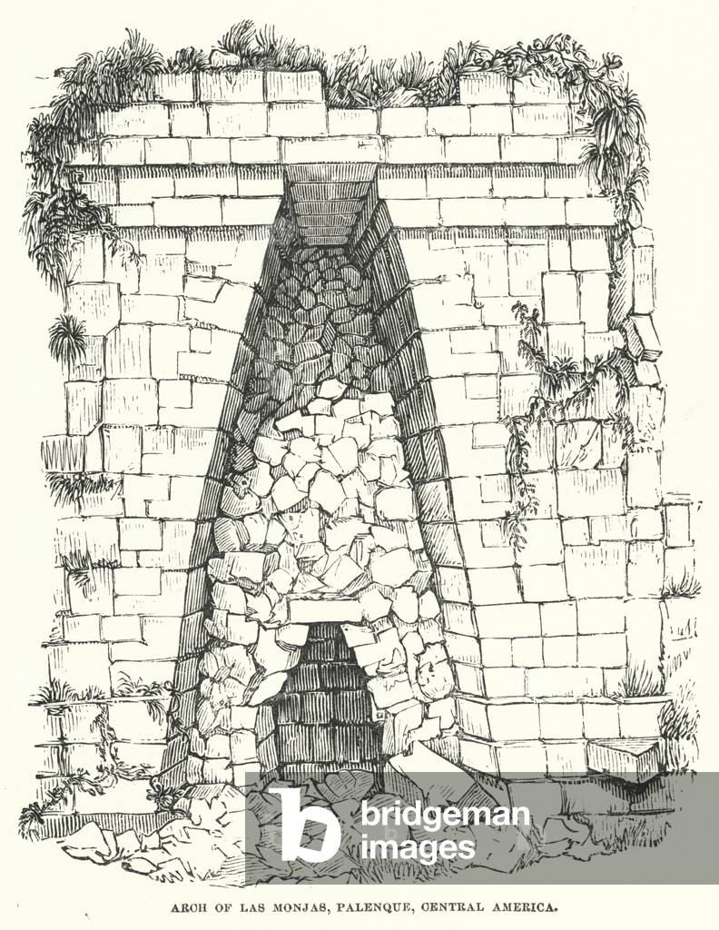 Arch of Las Monjas, Palenque, Central America (engraving)