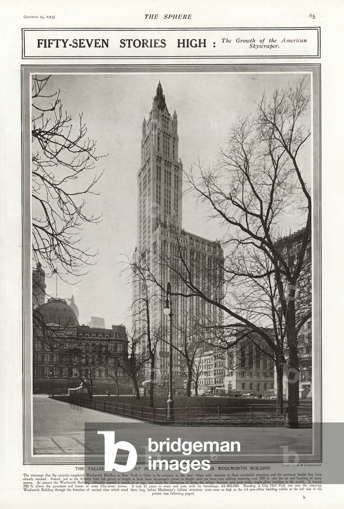 The Woolworth Building, New York, 1913 (b/w photo)