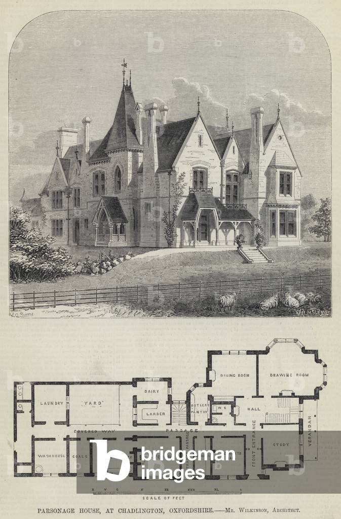 Parsonage House, at Chadlington, Oxfordshire (engraving)
