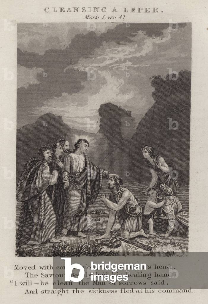 Cleansing a leper, Mark I, ver 41 (engraving)