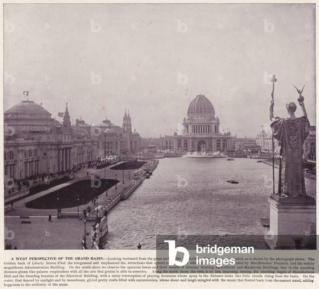 Chicago World's Fair, 1893: A West Perspective of the Grand Basin (b/w photo)