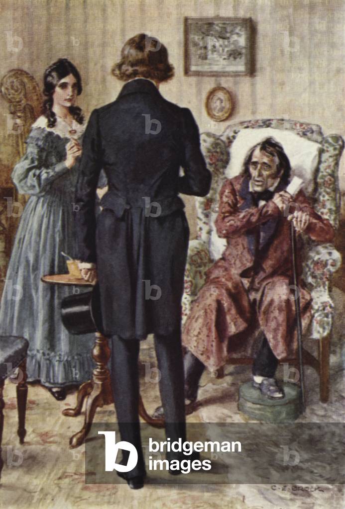 Illustration for Nicholas Nickleby (colour litho)