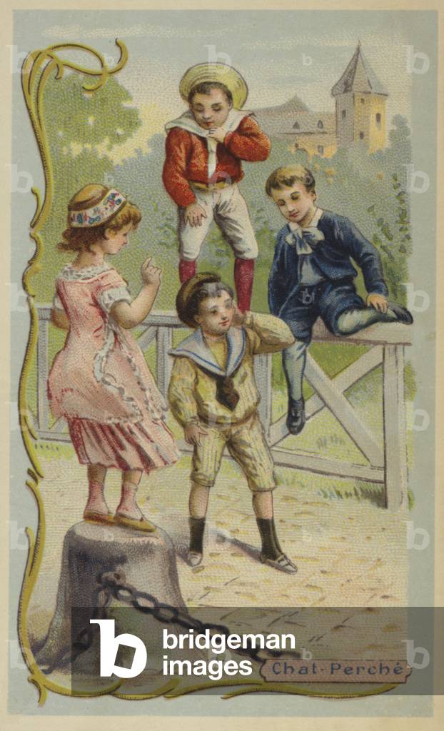 Children playing tag (chromolitho)