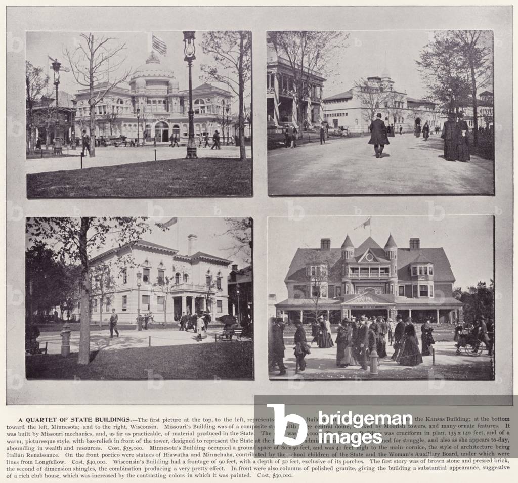Chicago World's Fair, 1893: A Quartet of State Buildings (b/w photo)