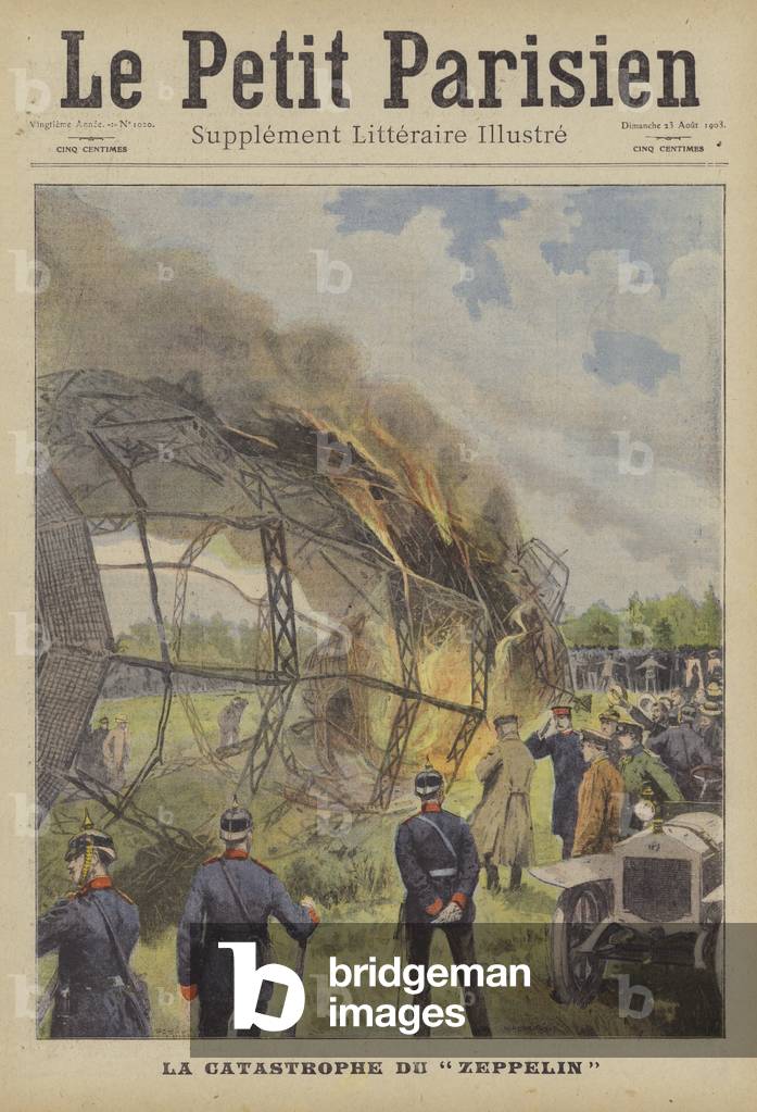 Disastrous accident suffered by Zeppelin LZ4 (colour litho)