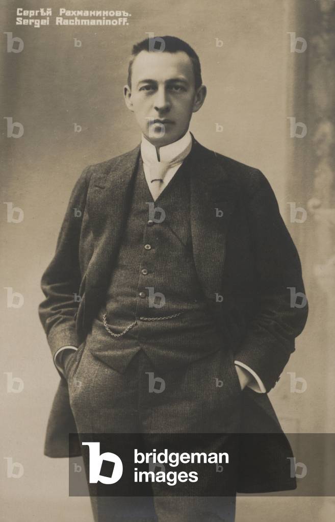 Portrait of Sergei Rachmaninoff, Russian musical composer (b/w photo)