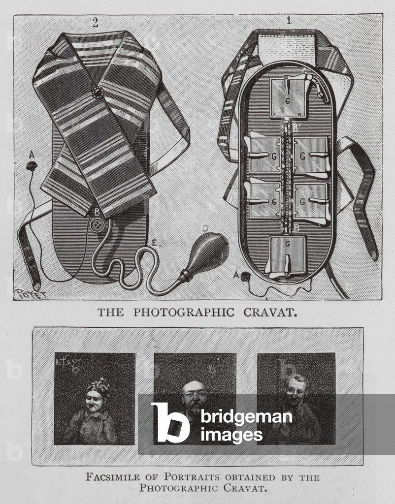 Photographic cravat and the portraits obtained by it (engraving)