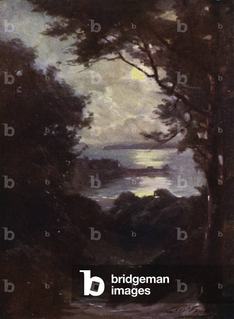 Beaumaris, Moonlight (colour litho)