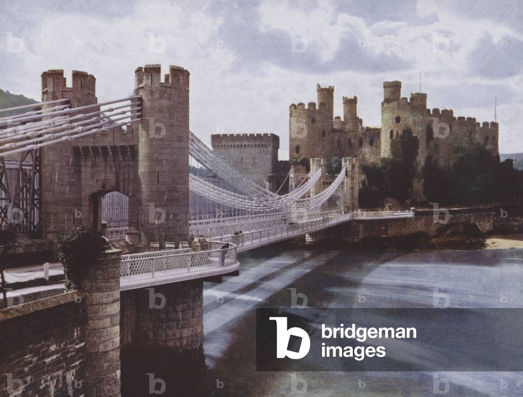 Conway Castle and Suspension Bridge (colour photo)