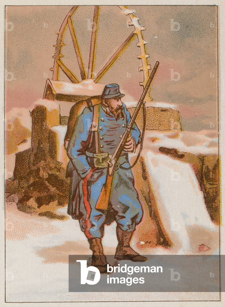 The Watchman Advances at the Prussian Siege of Paris (chromolitho)