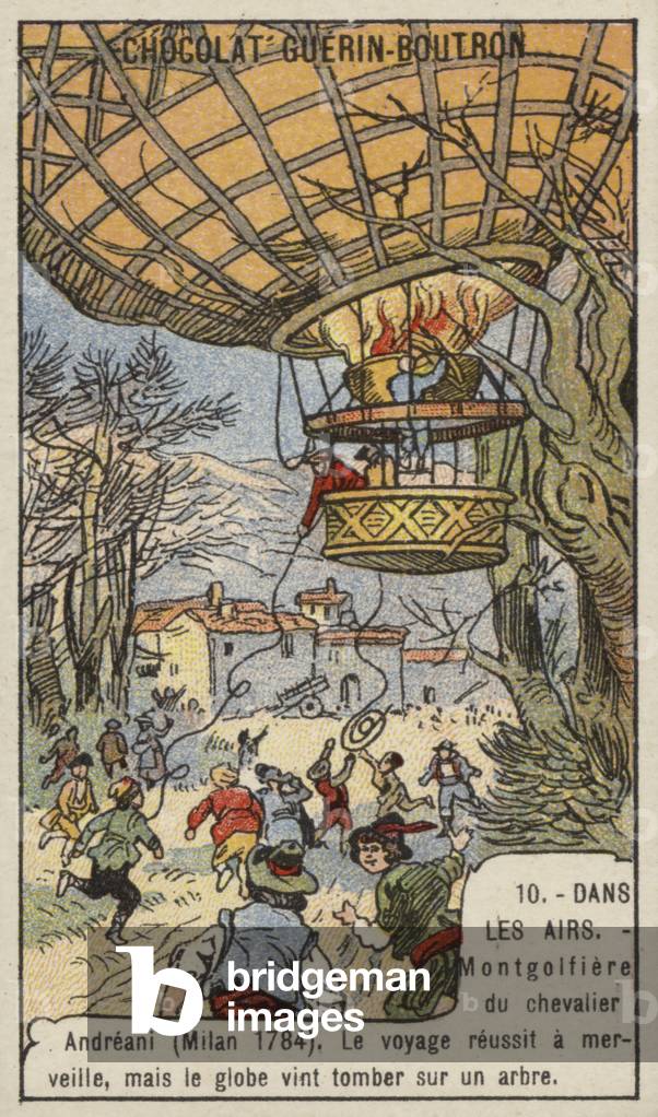 Balloon flight of Andreani, Milan, 1784 (chromolitho)