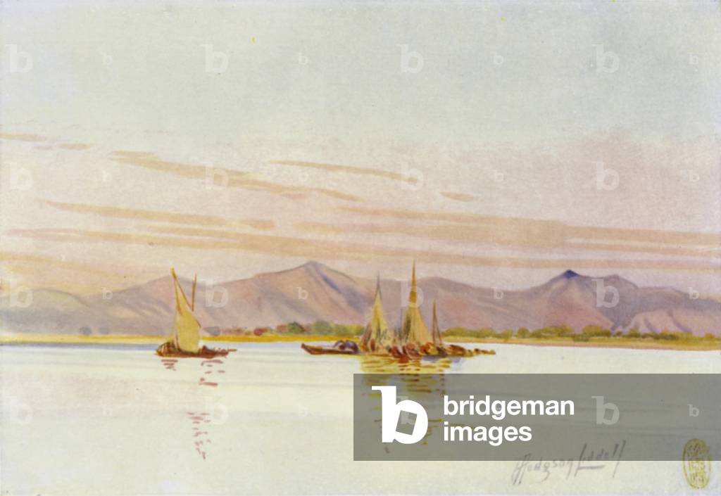 Near Canton, Fishing-Boats on the Pearl River (colour litho)