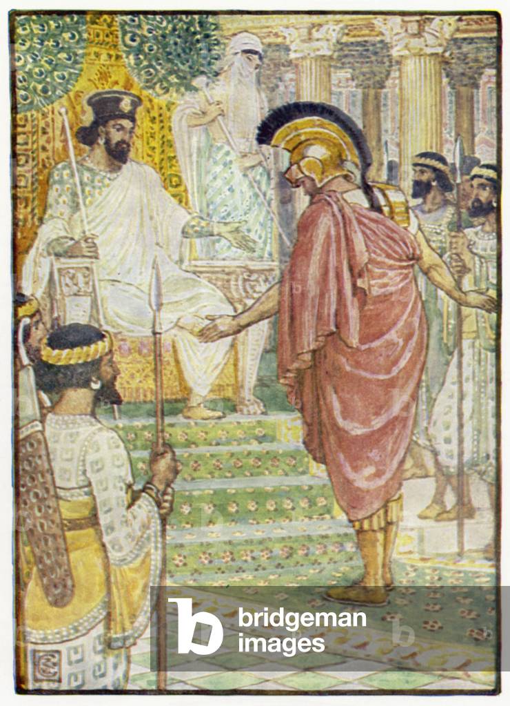 He stood silent before the king (colour litho)