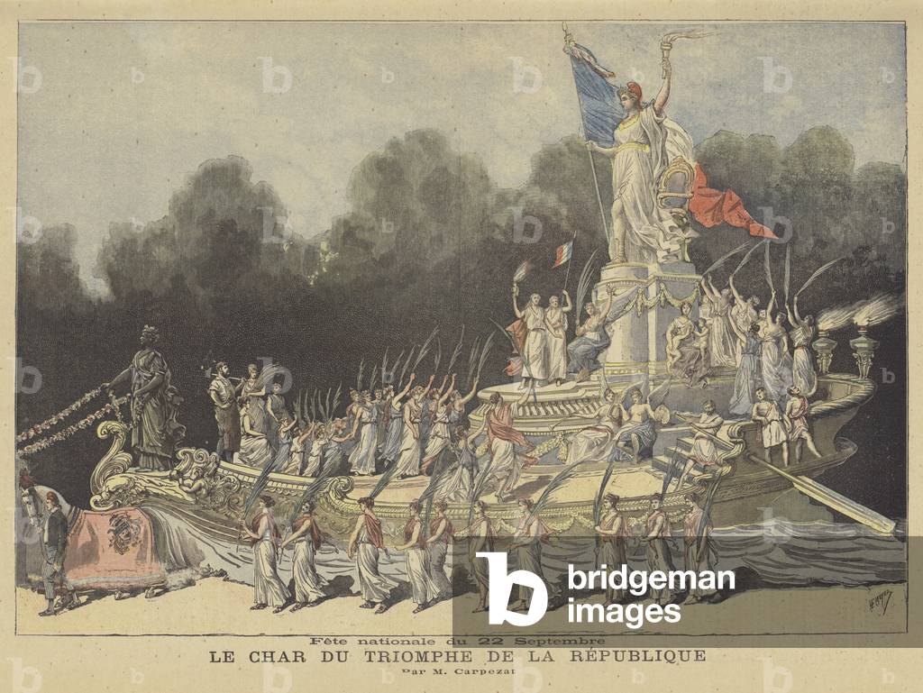 The Triumph of the Republic, float at the national festival commemorating the centenary  (colour litho)