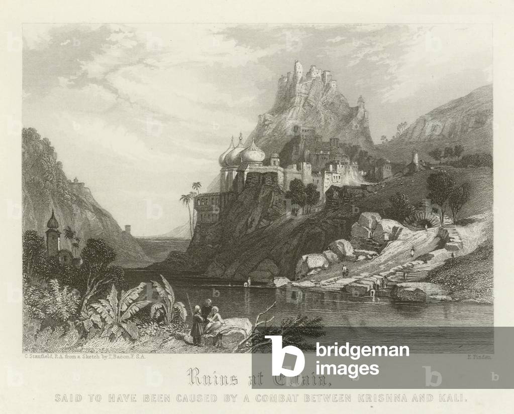 Ruins at Ettaia, India (engraving)