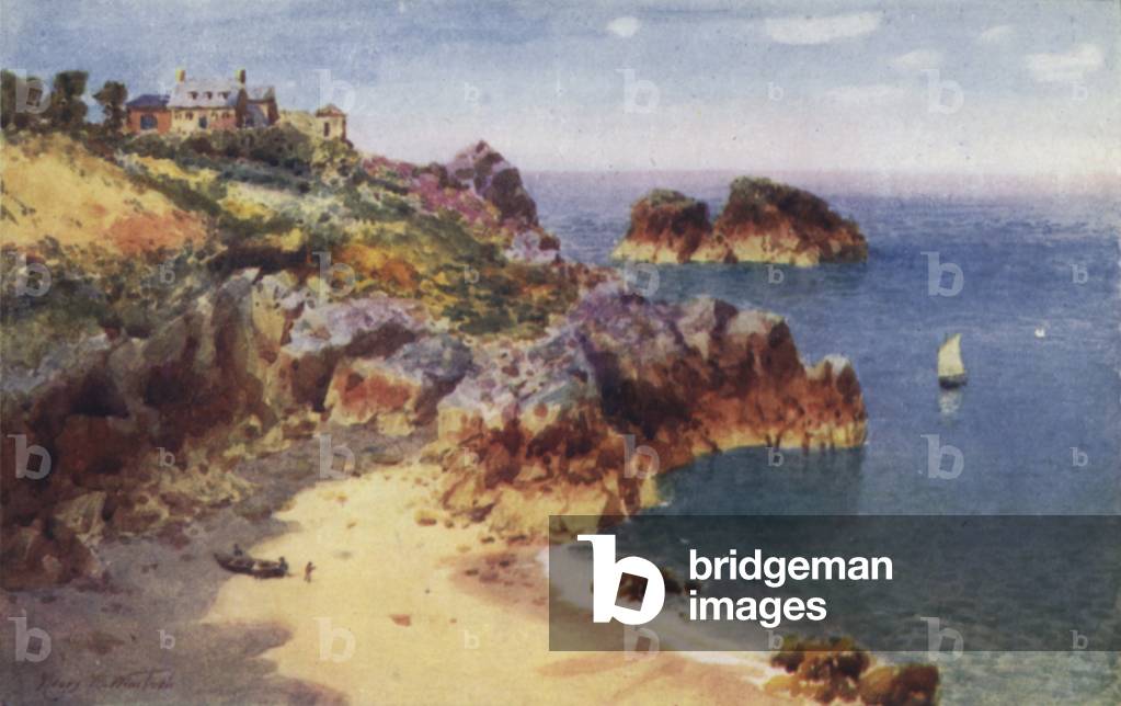 Petit Portelet Bay, Jersey (colour litho)